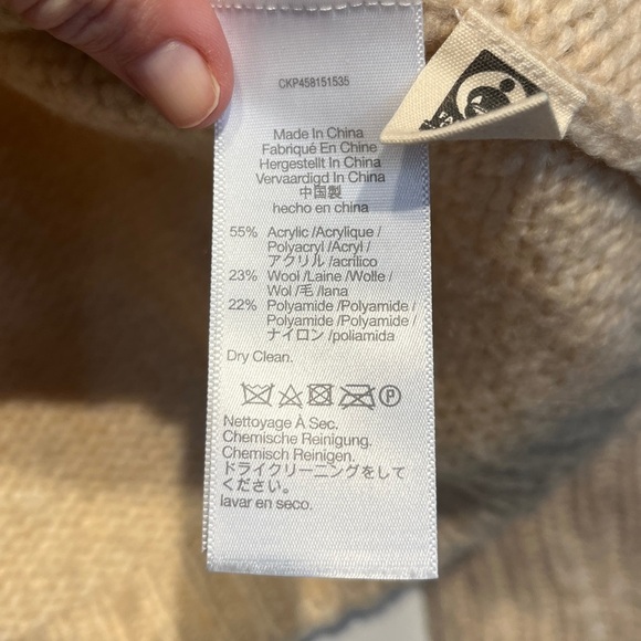 Madewell‎ Somervell Fair Isle Turtleneck Sweater XXS Oversized Cream Knit Crop - Picture 8 of 12